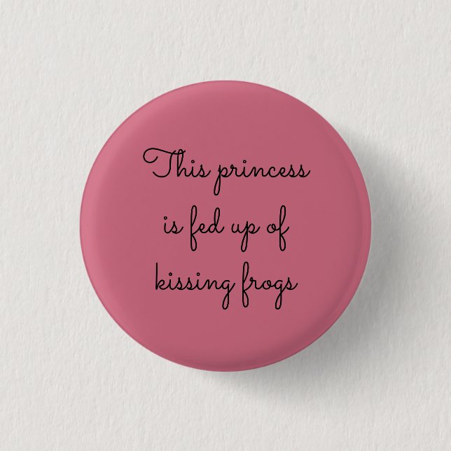 Kissing Frogs Fairy Tale Typography Black and Pink 1 Inch Round Button (Front)