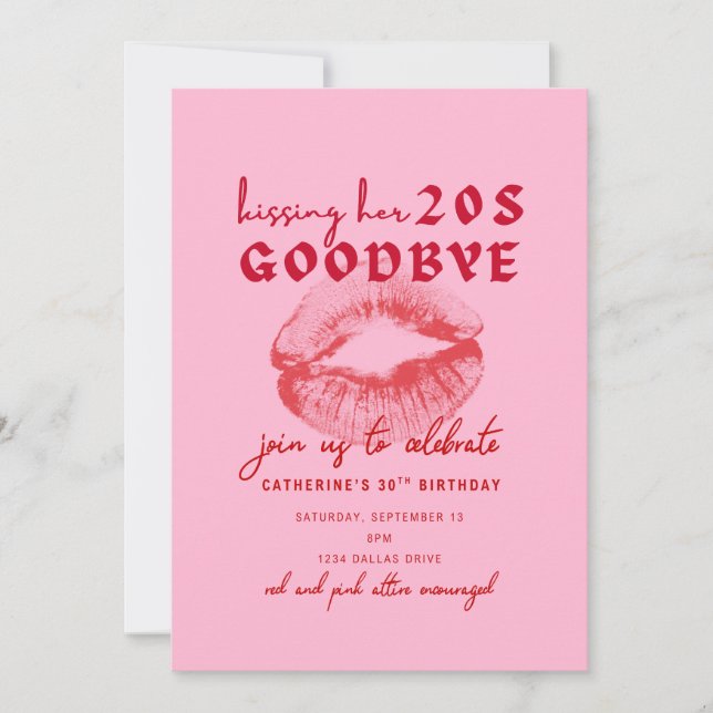 Kissing Her Twenties Goodbye Invitation (Front)