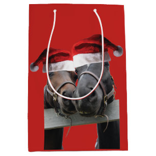 Kissing Horse Santa Claus Medium Gift Bag