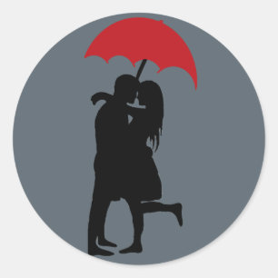 Kissing in the Rain Classic Round Sticker
