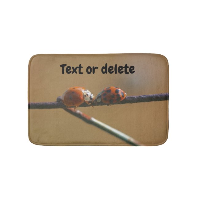 Kissing Ladybugs On A Wire Fence Personalized Bath Mat (Front)