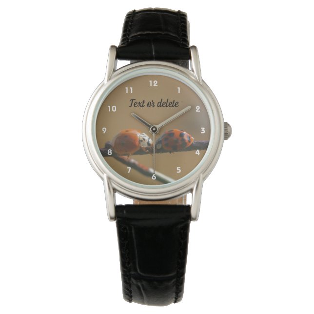 Kissing Ladybugs On A Wire Fence Personalized  Watch (Front)
