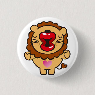 kissing lion 1 inch round button