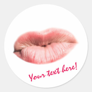 Kissing lips customizable classic round sticker