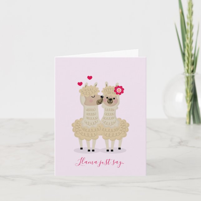Kissing Llamas Valentine's Day Cards (Front)