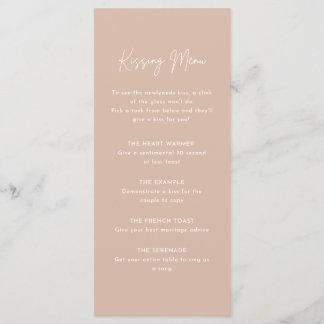 Kissing Menu for Wedding Dinner Activity/Toasts