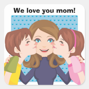 Kissing Mom Square Sticker