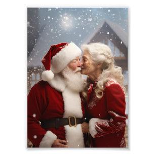 Kissing Mr and Mrs Santa Claus Photo Print