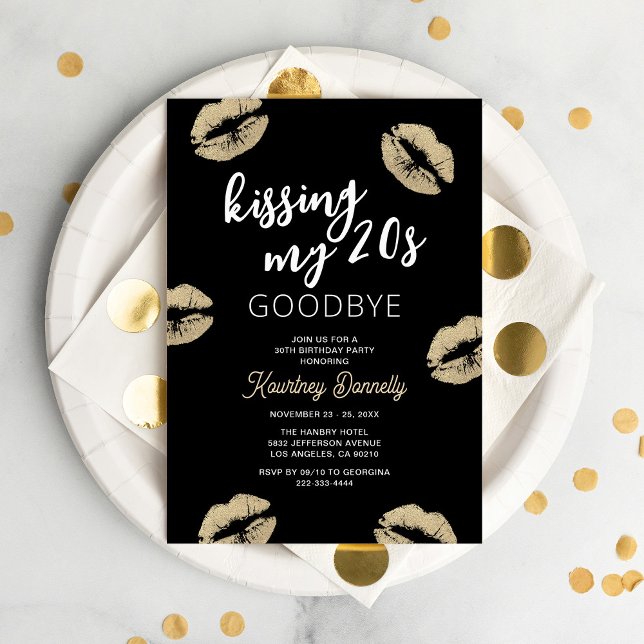 Kissing my 20s Goodbye 30th Birthday Invitation (Creator Uploaded)