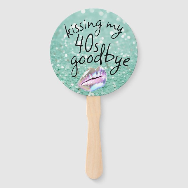 Kissing My "40s" Goodbye Personalized Hand Fan (Back)