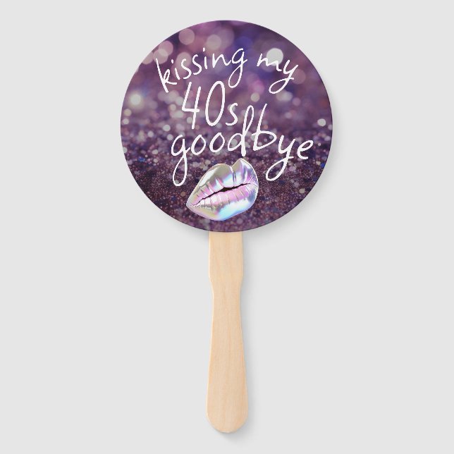 Kissing My "40s" Goodbye Personalized Hand Fan (Back)