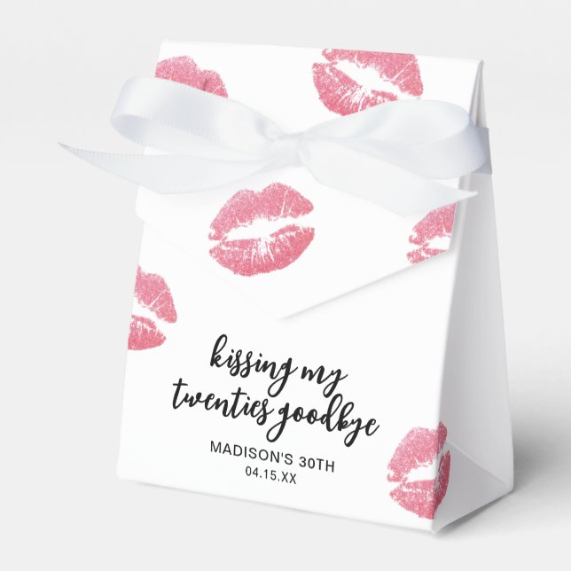 Kissing My Twenties Goodbye 30th Birthday Favor Box (Front Side)