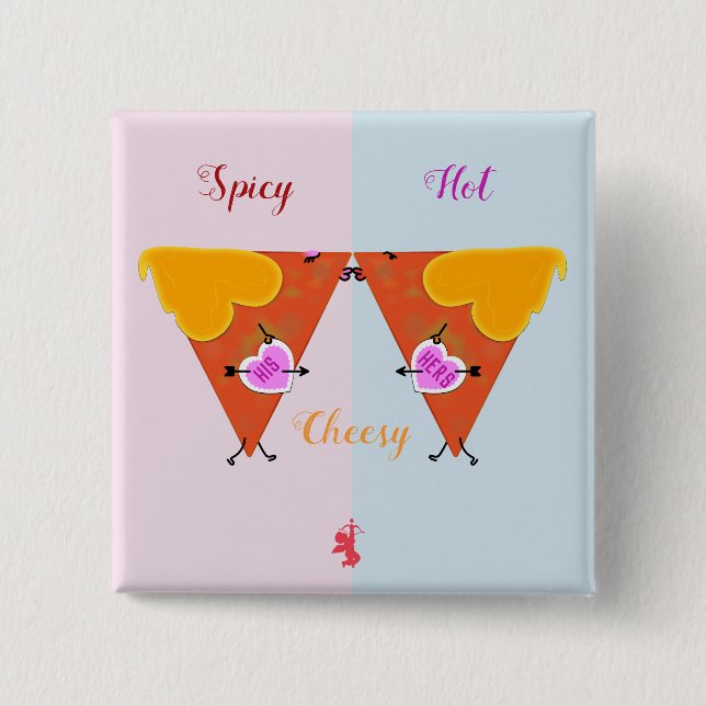 Kissing Nacho Valentine's 2 Inch Square Button (Front)