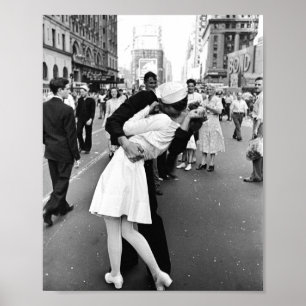 Kissing On VJ Day World War Poster