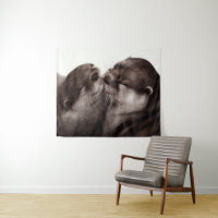 Kissing Otters Art - Hand Painted Wildlife