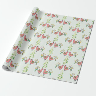 Kissing Partridges with Mistletoe Wrapping Paper