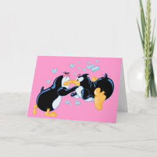 Kissing Penguins Greeting Card