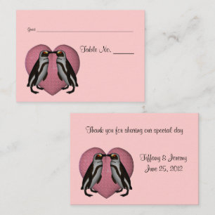 Kissing Penguins Wedding Table  Place Card