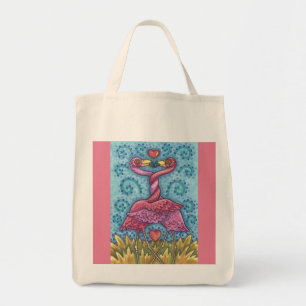 Kissing PINK FLAMINGO GROCERY TOTE BAG *Customize