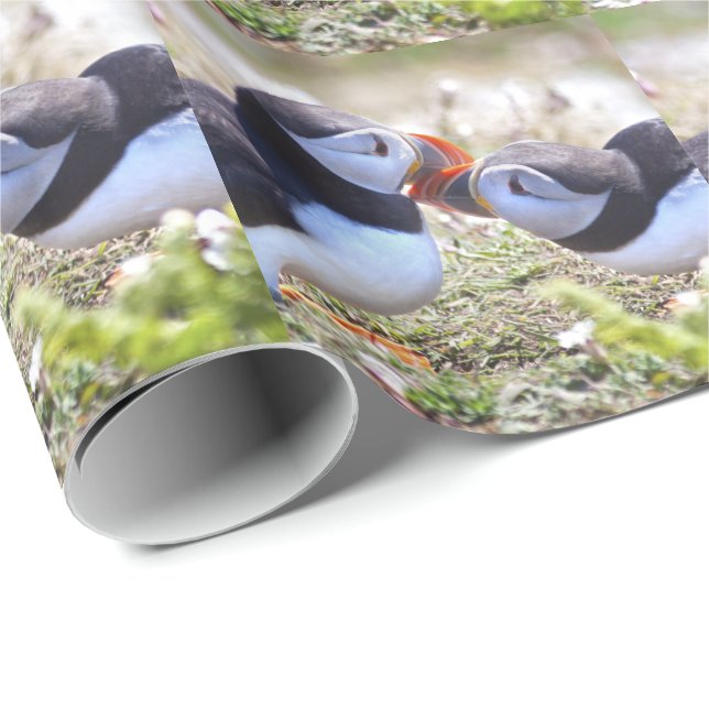 Kissing Puffins Wrapping Paper (Roll Corner)