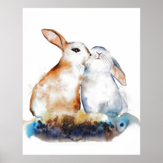 Kissing rabbits poster