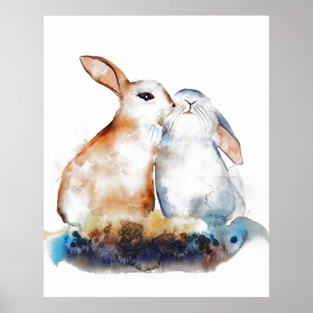 Kissing rabbits poster (Front)
