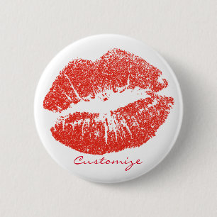 Kissing Red lips Thunder_Cove 2 Inch Round Button