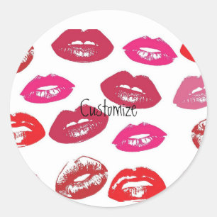 Kissing Red lips Thunder_Cove Classic Round Sticker