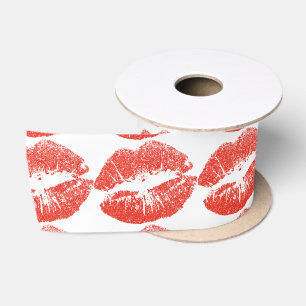 Kissing Red lips Thunder_Cove Satin Ribbon