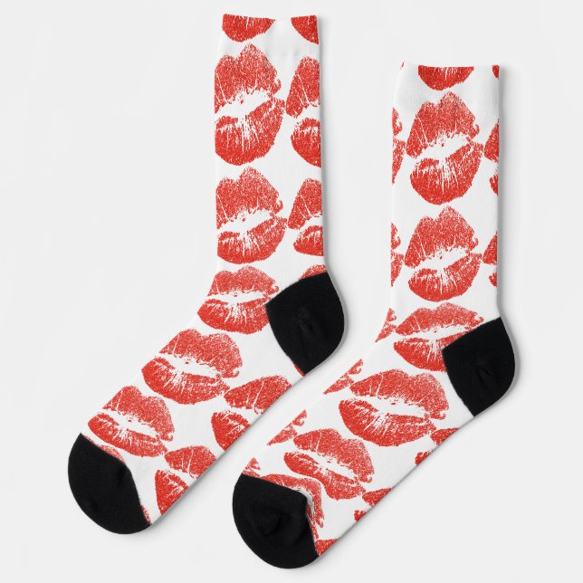 Kissing Red lips Thunder_Cove Socks (Left)