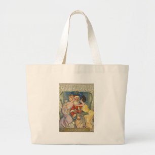Kissing Santa Claus Vintage Christmas Large Tote Bag