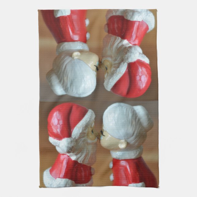 Kissing Santas Kitchen Towel (Vertical)