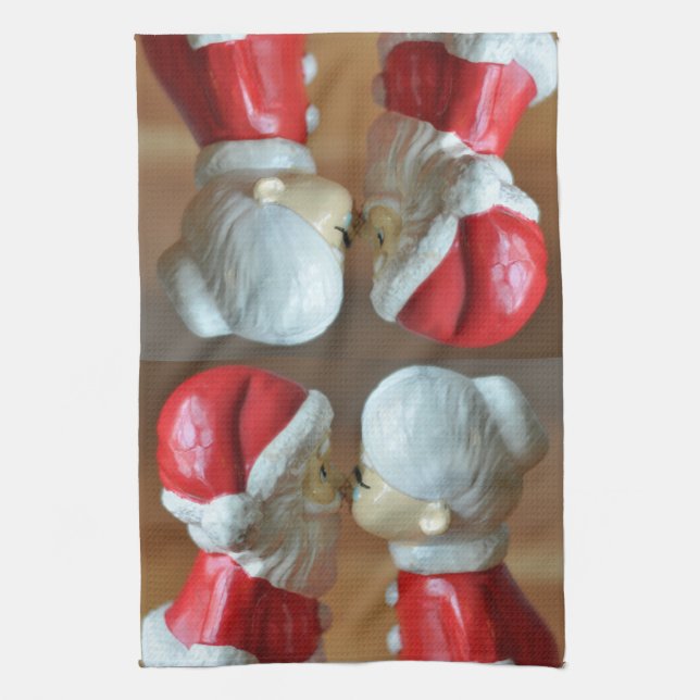 Kissing Santas Kitchen Towel (Vertical)