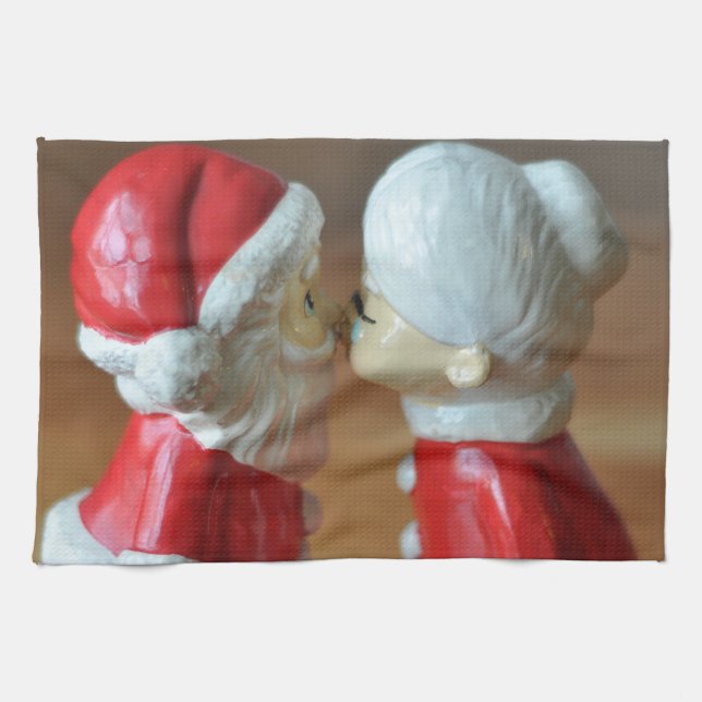 Kissing Santas Kitchen Towel (Horizontal)