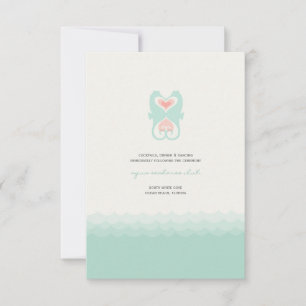 Kissing Seahorses Summer Beach Wedding Reception Invitation