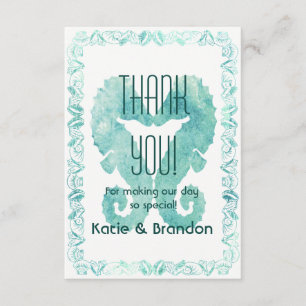 Kissing Seahorses Wedding Thank You in Turquoise Card