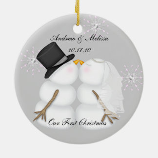 Kissing Snowmen Married Our First Christmas Ceramic Ornament