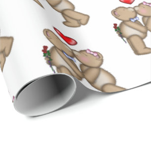 Kissing Teddy Bears Wrapping Paper