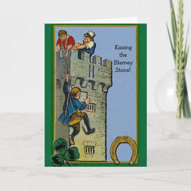 Kissing the Blarney Stone greeting card (Front)