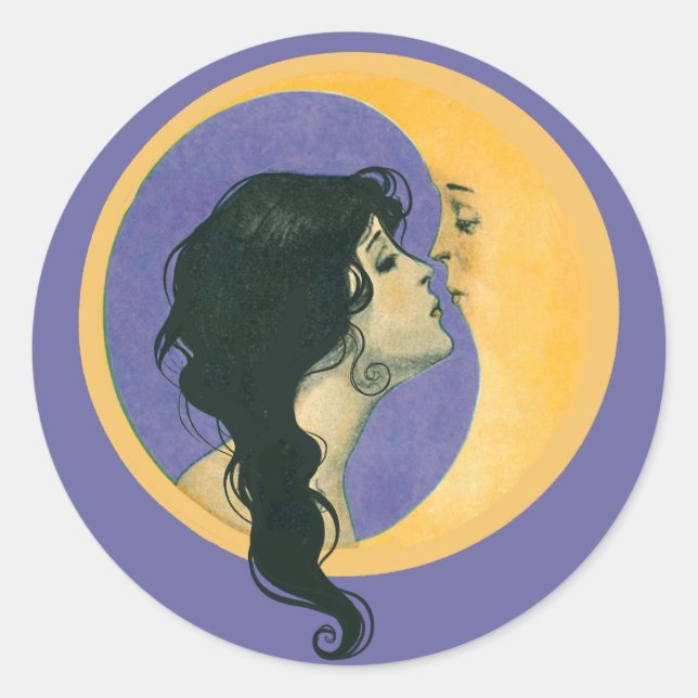 Kissing the Moon                                   Classic Round Sticker (Front)