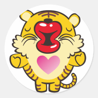 kissing tiger classic round sticker