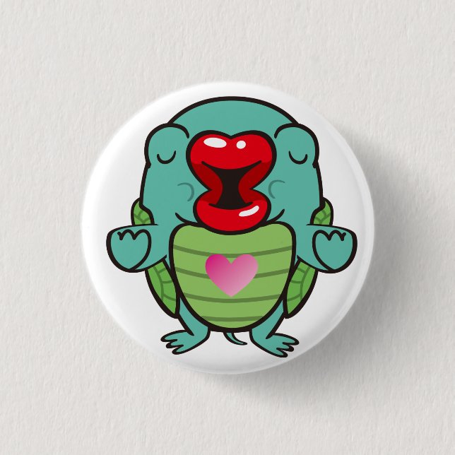 kissing tortoise 1 inch round button (Front)