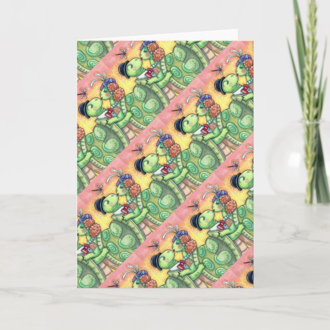 KISSING TURTLE SWEETHEARTS, CUTE TARPON VALENTINE HOLIDAY CARD (Front)