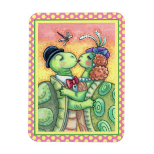 KISSING TURTLE SWEETHEARTS, CUTE TARPON VALENTINE MAGNET