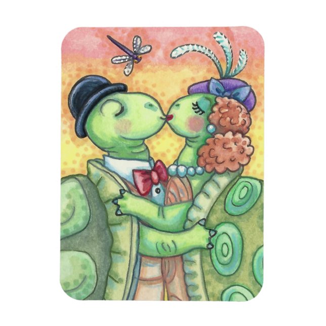 Kissing Turtles VALENTINE MAGNET *Customize (Vertical)