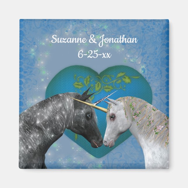 Kissing Unicorns Cute Personalized Wedding  Magnet (Front)