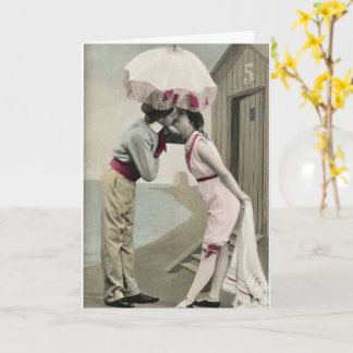 Kissing Vintage Couple One-Year Anniversary Card