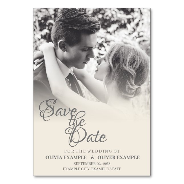 Kissing Wedding Couple in Monochrome Table Number (Front)