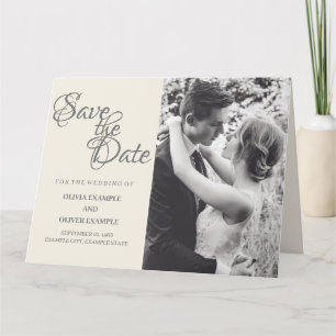 Kissing wedding couple in monochrome thank you card