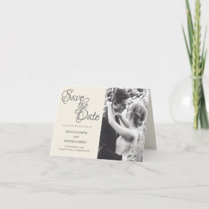 Kissing wedding couple in monochrome thank you card